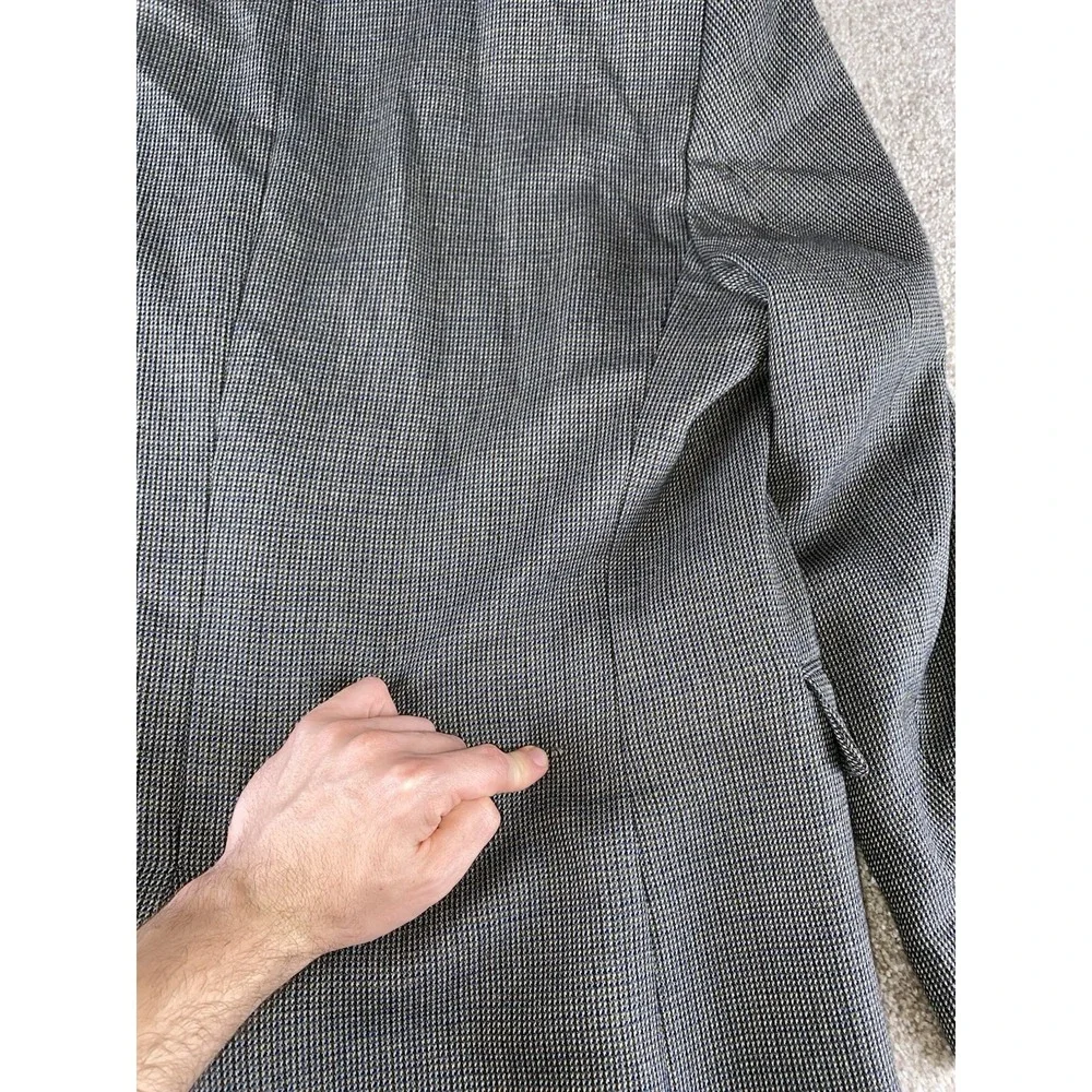 Jos A Bank Blazer 48L Houndstooth Plaid Gray‎ Wool/Cashmere Blend Preppy Read
